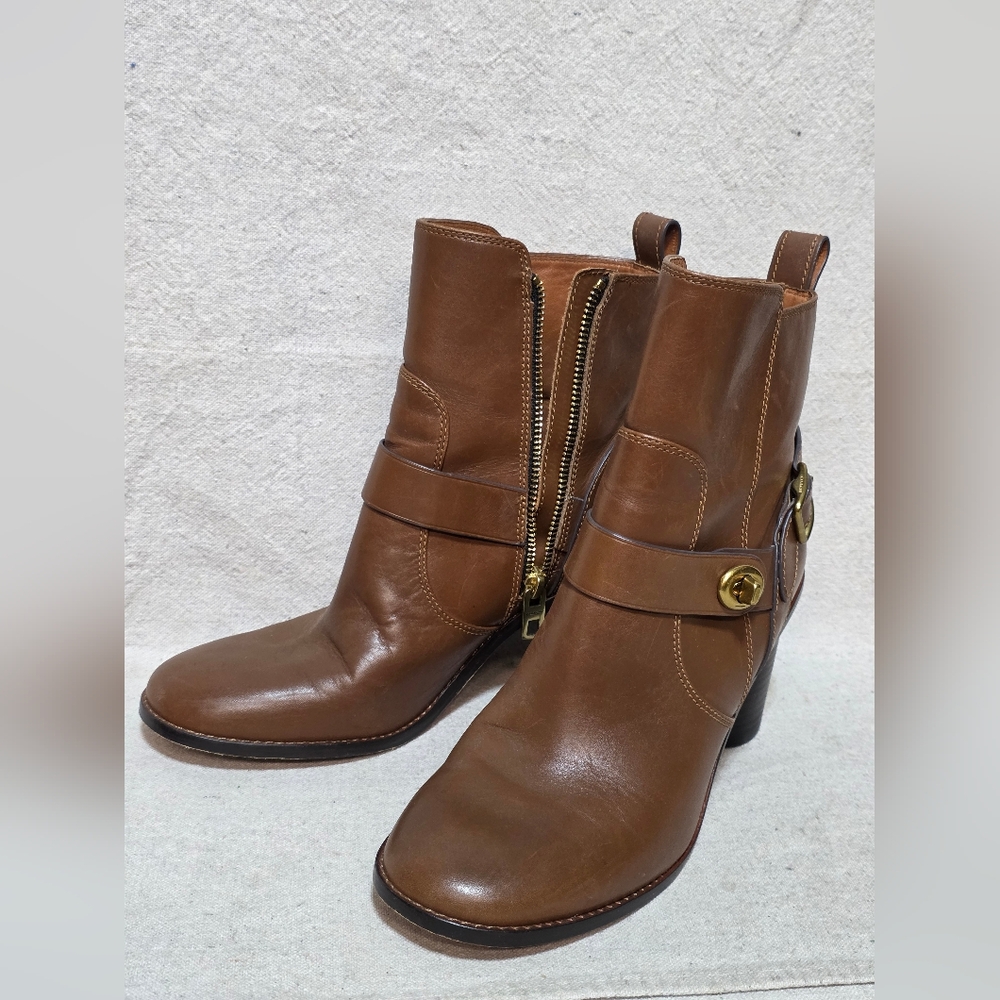 Coach 1941 Moto Women's Boots, Dark Saddle, size 8.5